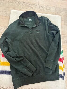 Roots Men's Forest Green Quarter-Zip Fleece Pullover
